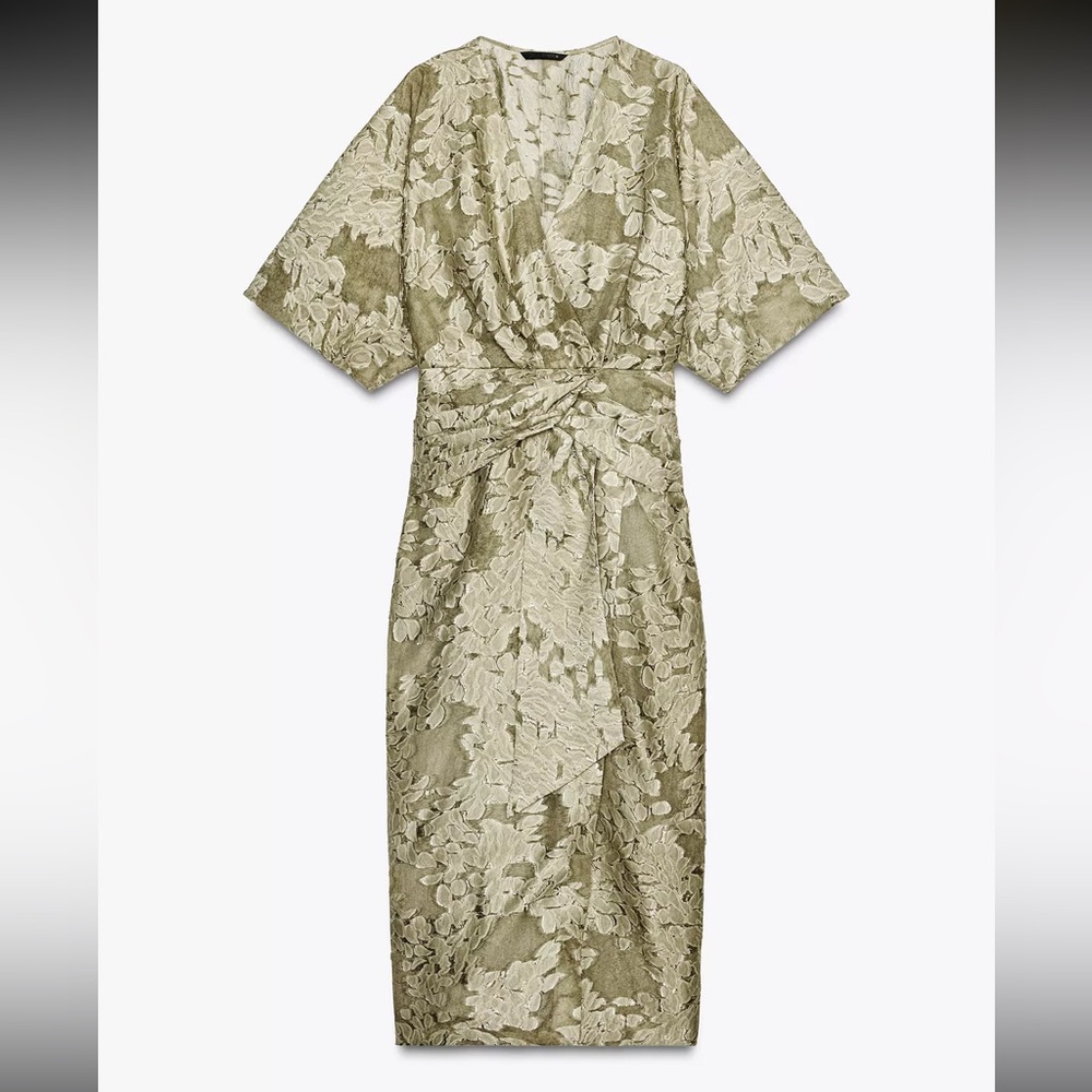 Elegant Olive Green Floral Dress